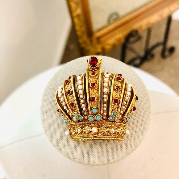 Vintage Heraldic Arthur Pepper rhinestone Imperial Crown brooch - Picture 13 of 16